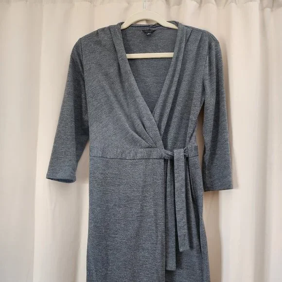 Ann Taylor | Dresses | Ann Taylor Faux Wrap Jersey Knit Dress Gray Size |  Poshmark